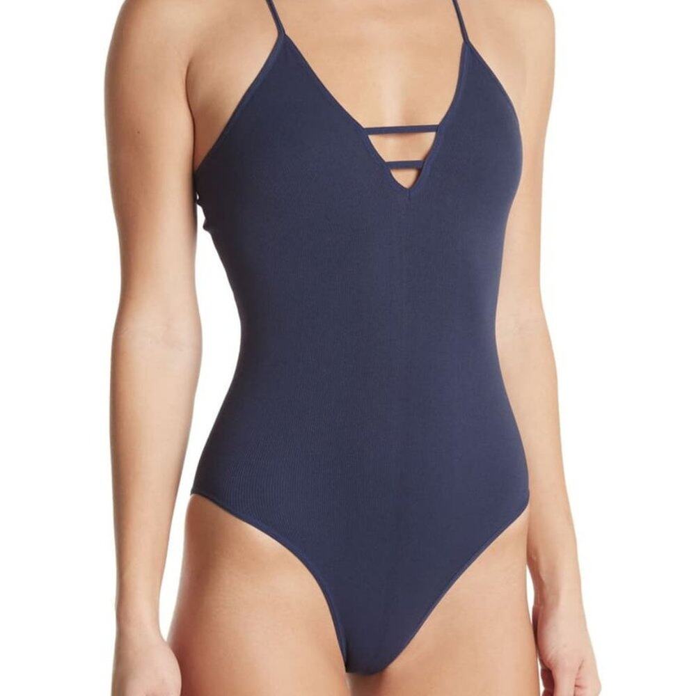 Free People Dance All Day Bodysuit Navy Strappy NWOT Size XS/S